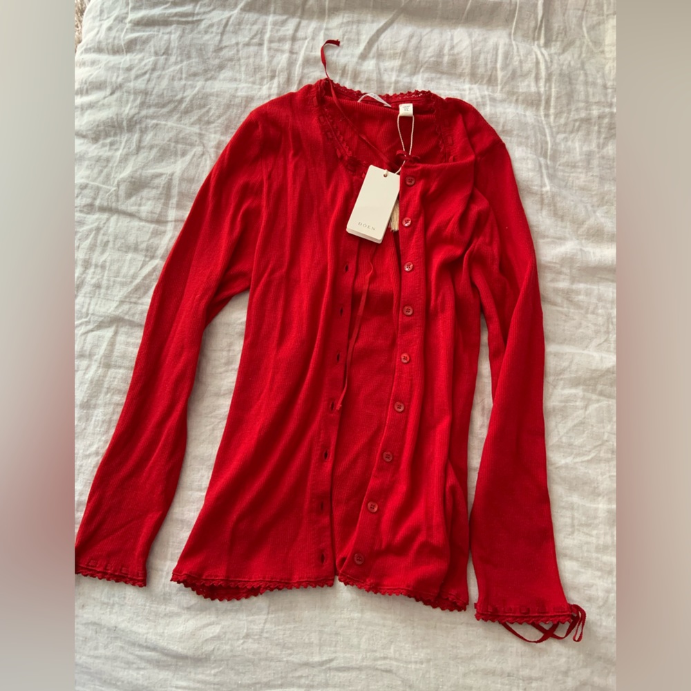 NWT red Doen Cardigan AS IS